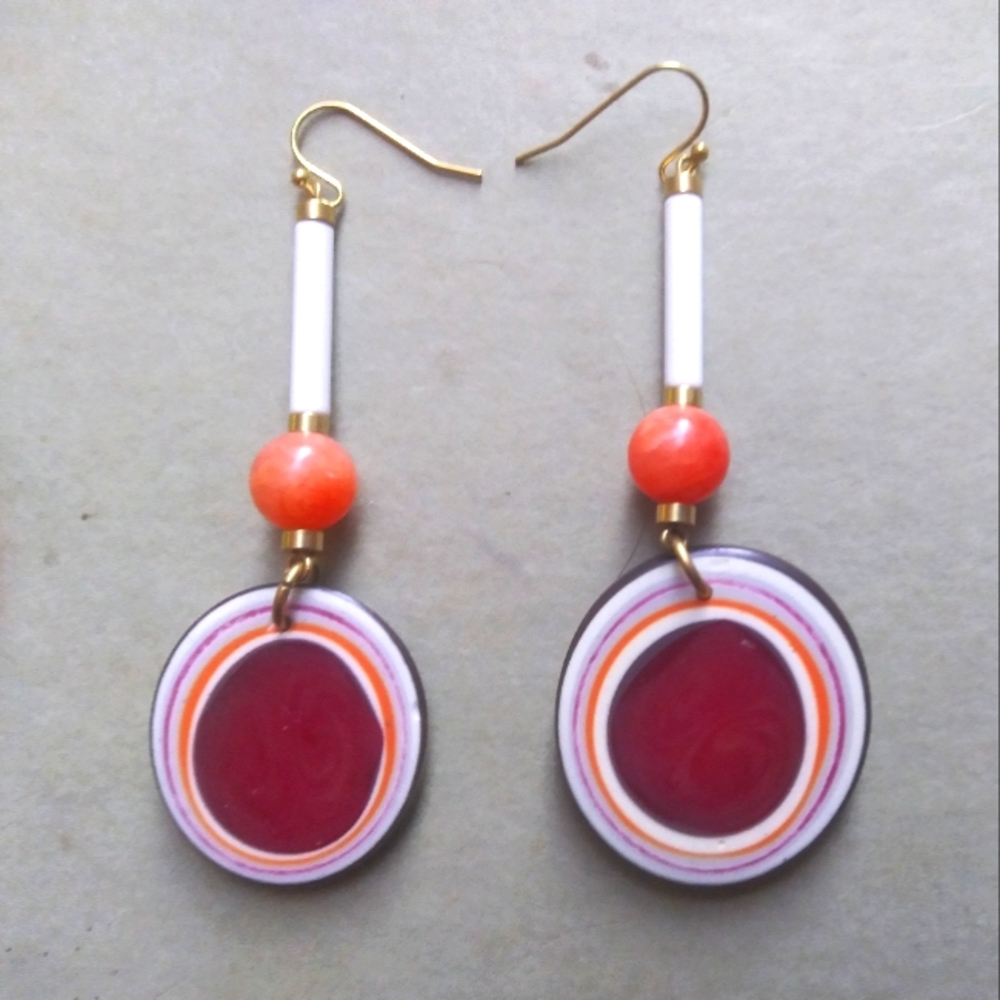 'Jaded Industry' Earrings - Beet Red